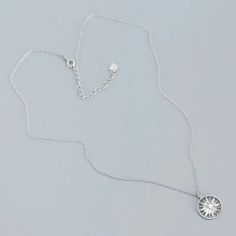 Lovcia Holiday CZ Sunshine Awn Star 925 Sterling Silver Necklace-Necklaces-Rhodium-Rhodium