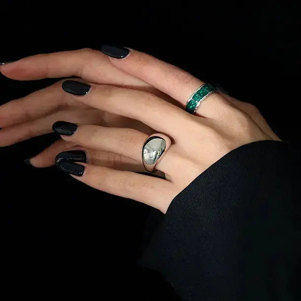 Lovcia Holiday Epoxy Irregular 925 Sterling Silver Adjustable Ring-Rings-Silver & Red Epoxy-Silver & Red Epoxy