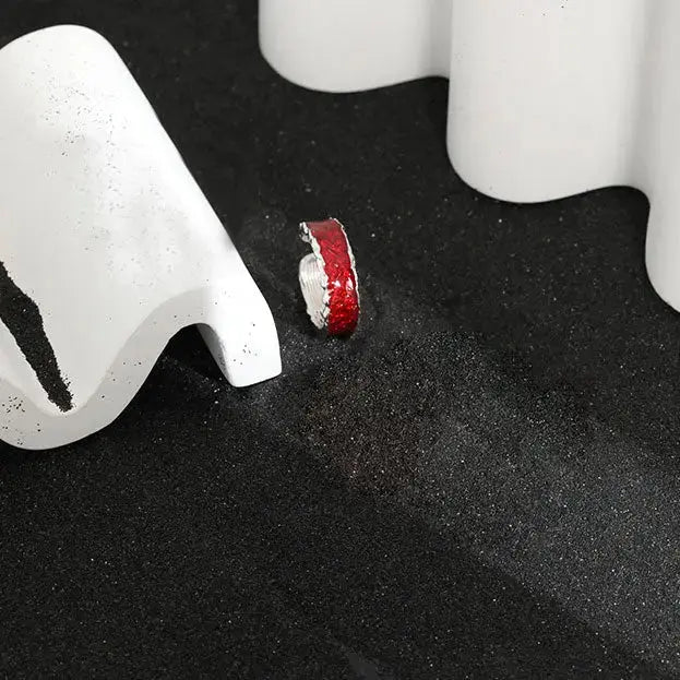 Lovcia Holiday Epoxy Irregular 925 Sterling Silver Adjustable Ring-Rings-Silver & Red Epoxy-Silver & Red Epoxy