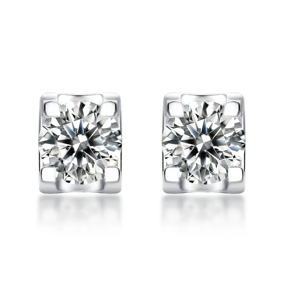 Lovcia Holiday Four Claw Moissanite CZ 925 Sterling Silver Stud Earrings-Earrings-0.5 Carat (Certificate Included)-0.5 Carat (Certificate Included)
