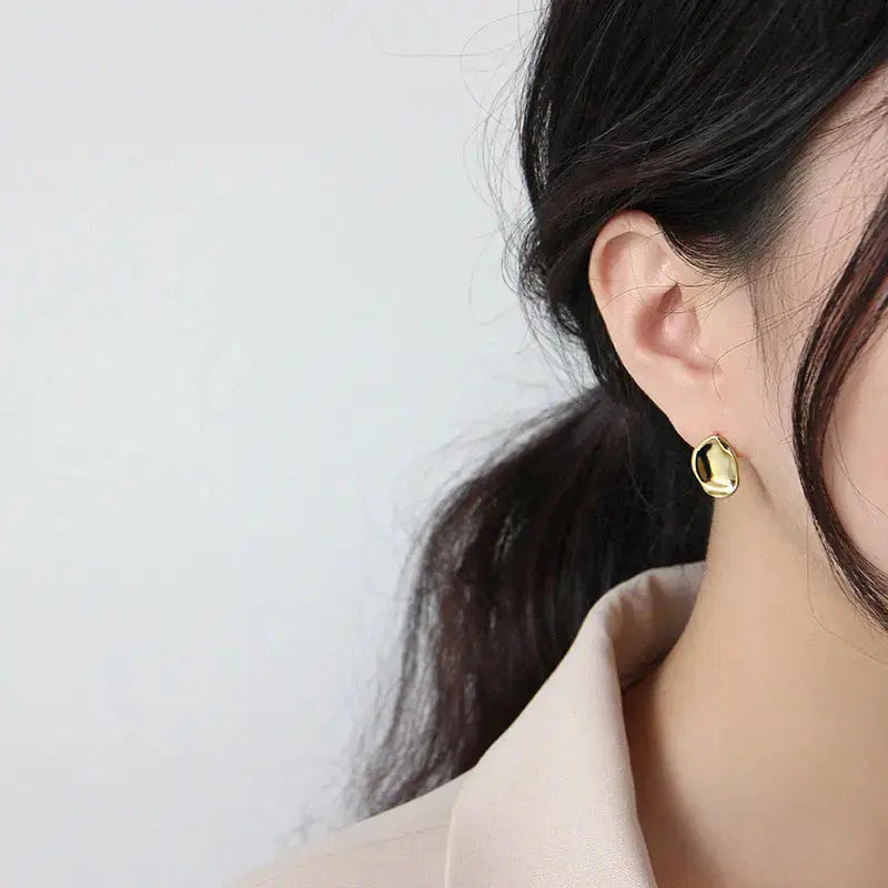 Lovcia Holiday Irregular Concave Convex Geometry 925 Sterling Silver Stud Earrings-Earrings-Rhodium-Rhodium