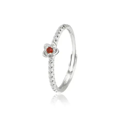 Lovcia Holiday Little Prince CZ Rose Flower 925 Sterling Silver Adjustable Promise Ring-Rings-CZ Flower & Silver-CZ Flower & Silver