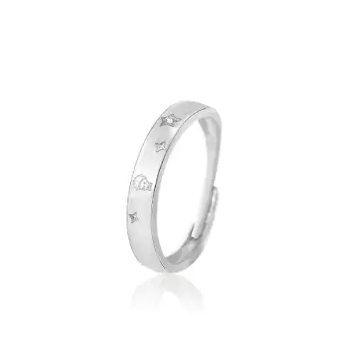 Lovcia Holiday Little Prince CZ Rose Flower 925 Sterling Silver Adjustable Promise Ring-Rings-Little Prince & Silver-Little Prince & Silver