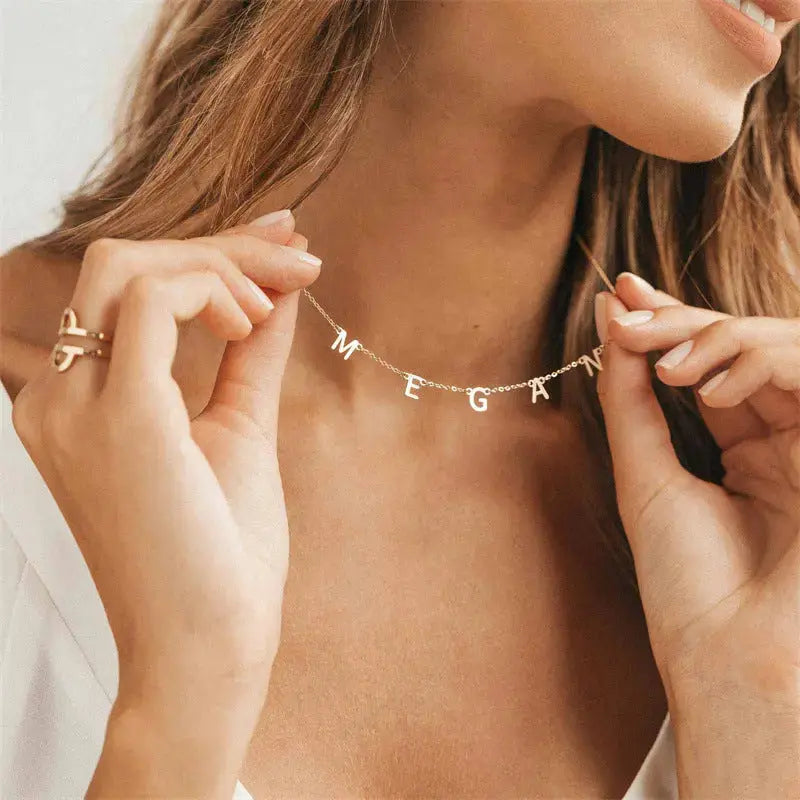 Lovcia Holiday Personality Letters 925 Sterling Silver Necklace-Necklaces-Rhodium-Rhodium