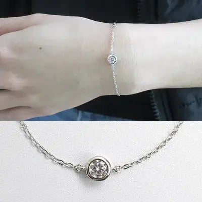 Lovcia Holiday Simple Round CZ Hollow Chain 925 Sterling Silver Bracelet-Bracelets-Rhodium-Rhodium