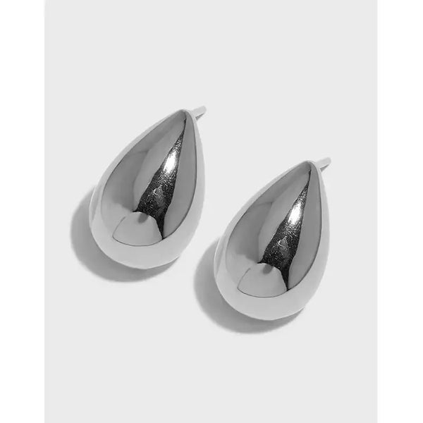 Lovcia Holiday Simple Waterdrop 925 Sterling Silver Stud Earrings-Earrings-Rhodium-Rhodium