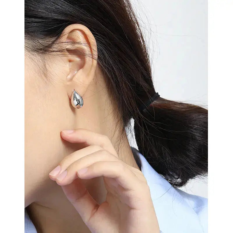 Lovcia Holiday Simple Waterdrop 925 Sterling Silver Stud Earrings-Earrings-Rhodium-Rhodium