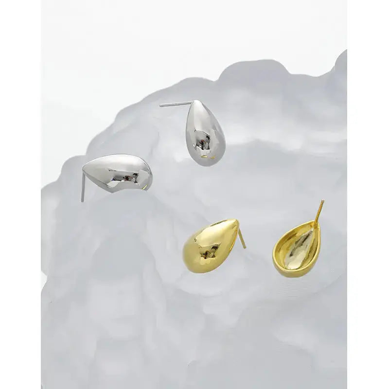 Lovcia Holiday Simple Waterdrop 925 Sterling Silver Stud Earrings-Earrings-Rhodium-Rhodium