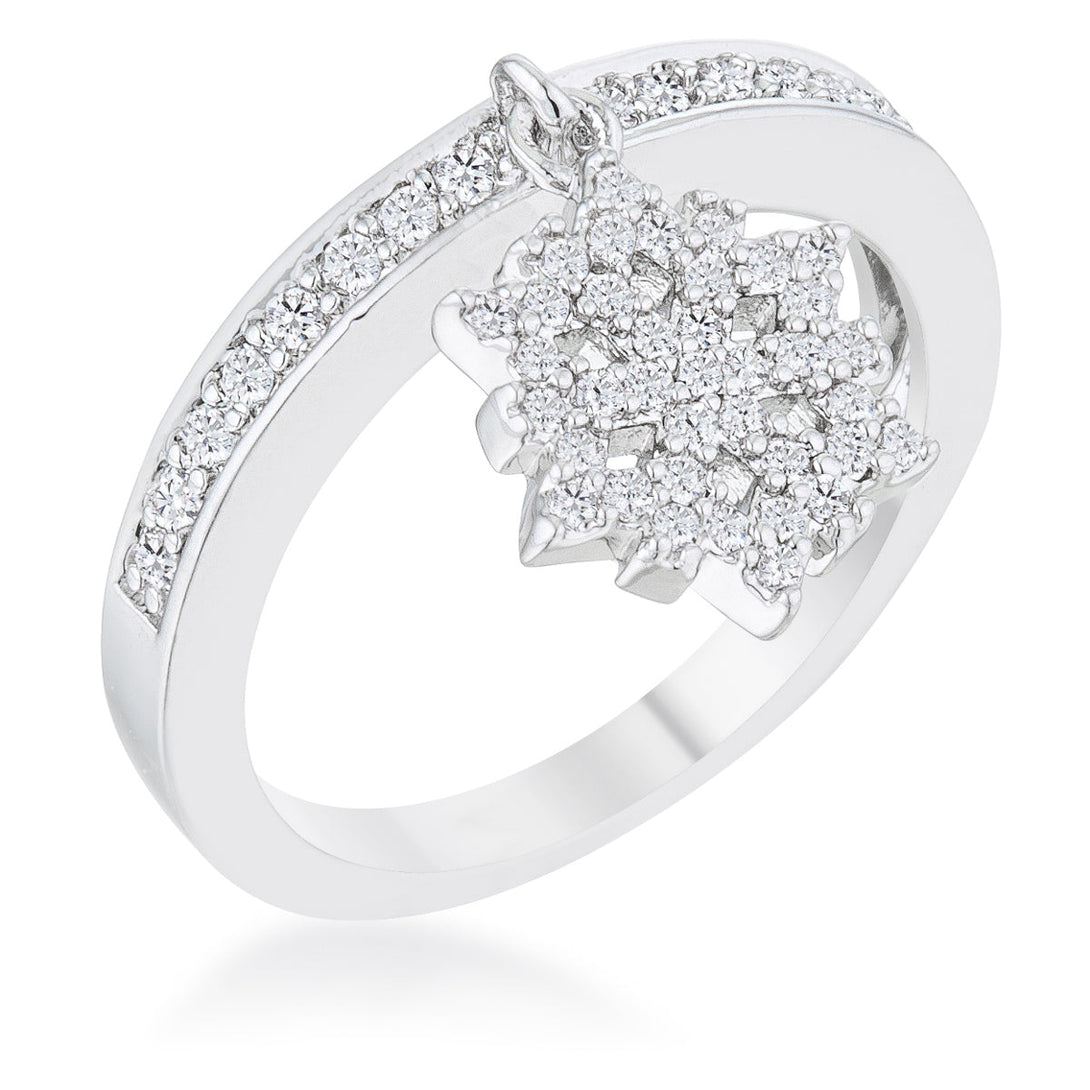 Lovcia Holiday Snowflake Charm Eternity Band with 0.35ct CZ in Rhodium Finish-Rings-5-5