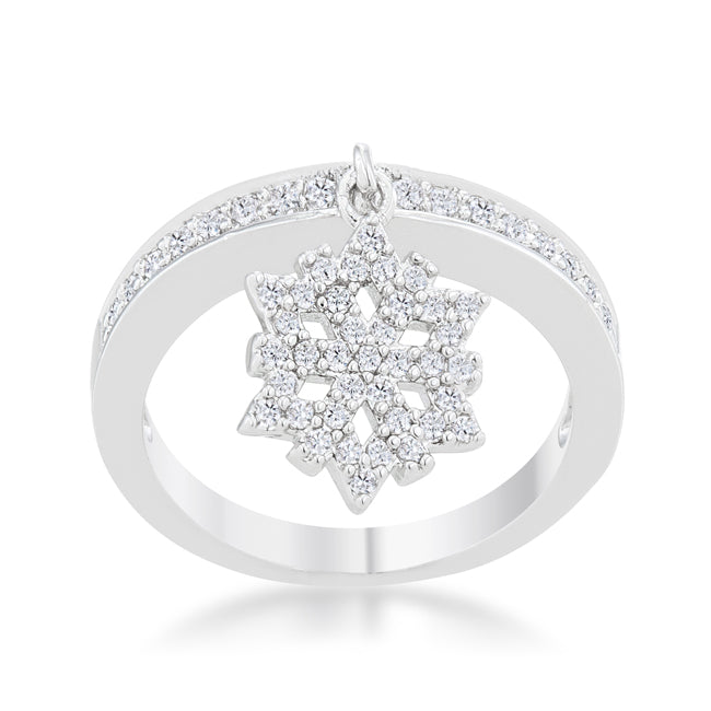 Lovcia Holiday Snowflake Charm Eternity Band with 0.35ct CZ in Rhodium Finish-Rings-5-5
