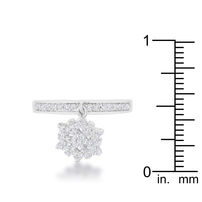 Lovcia Holiday Snowflake Charm Eternity Band with 0.35ct CZ in Rhodium Finish-Rings-5-5