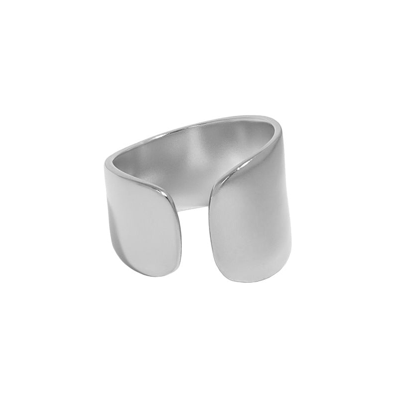Lovcia Holiday Wide Geometry Ring Gold Tone Adjustable-Rings-Rhodium-Rhodium