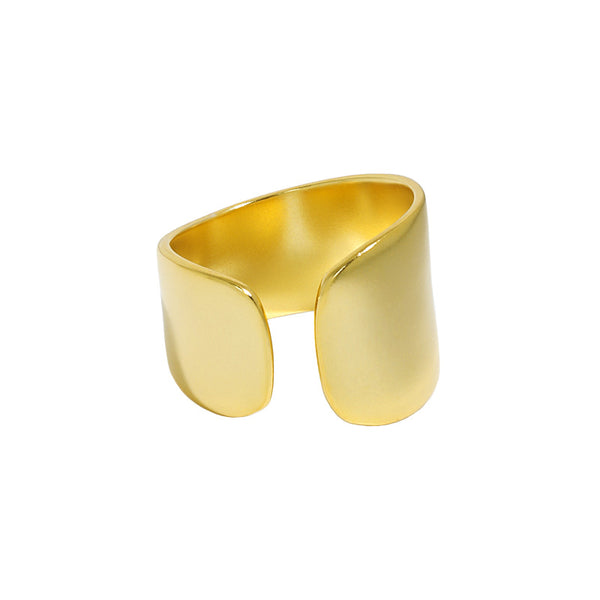 Lovcia Holiday Wide Geometry Ring Gold Tone Adjustable-Rings-Yellow Gold-Yellow Gold