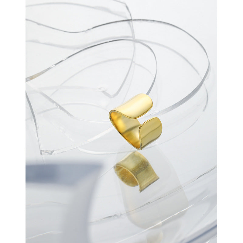 Lovcia Holiday Wide Geometry Ring Gold Tone Adjustable-Rings-Yellow Gold-Yellow Gold