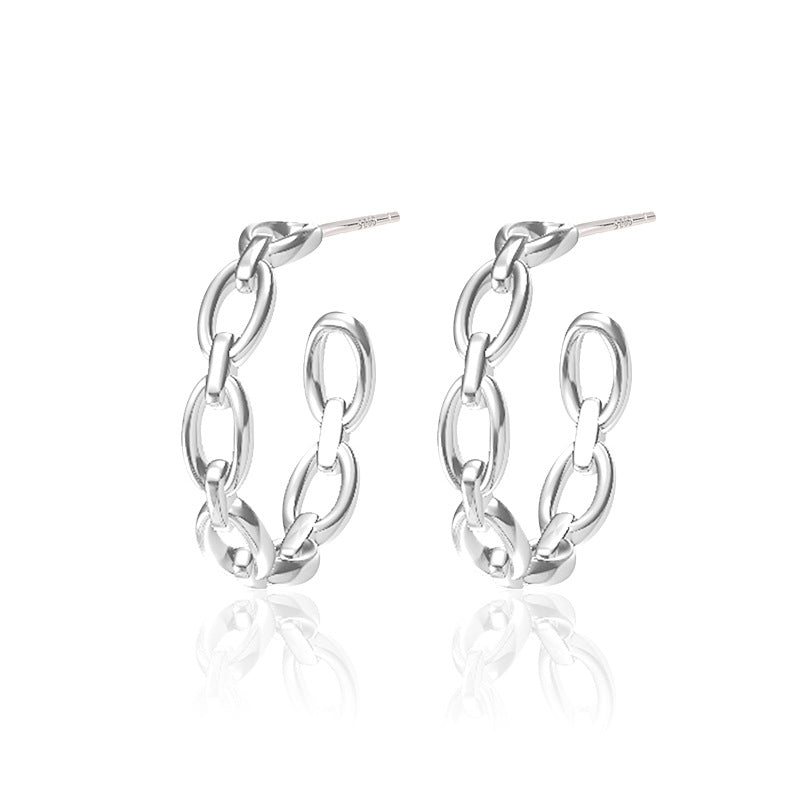 Lovcia Hollow Chain Hoop Earrings 925 Silver Gold Plated-Earrings-Yellow Gold-Yellow Gold