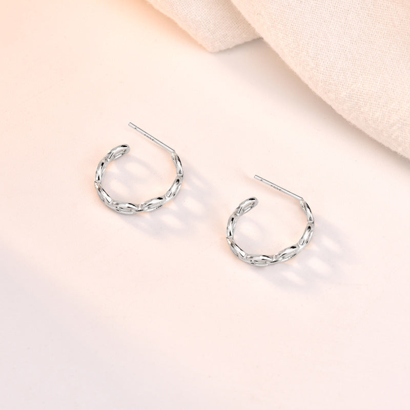 Lovcia Hollow Chain Hoop Earrings 925 Silver Gold Plated-Earrings-Yellow Gold-Yellow Gold
