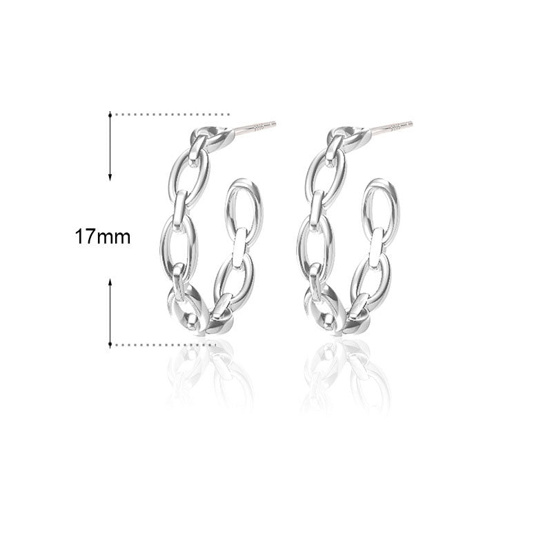 Lovcia Hollow Chain Hoop Earrings 925 Silver Gold Plated-Earrings-Yellow Gold-Yellow Gold