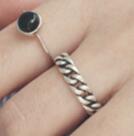Lovcia Hollow Curb Chain Ring 925 Silver Adjustable-Rings-Vintage-US 6-Vintage