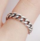 Lovcia Hollow Curb Chain Ring 925 Silver Adjustable-Rings-Vintage-US 8-Vintage