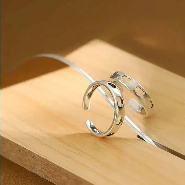 Lovcia Hollow Heart Girl 925 Sterling Silver Adjustable Ring-Rings-