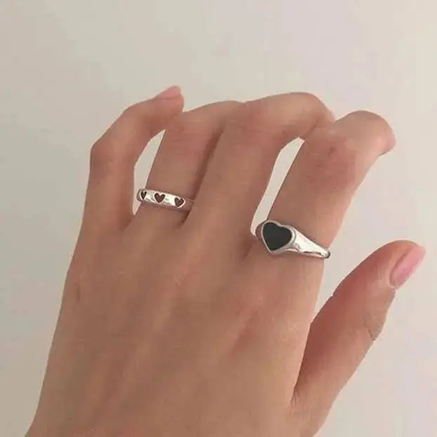 Lovcia Hollow Heart Girl 925 Sterling Silver Adjustable Ring-Rings-