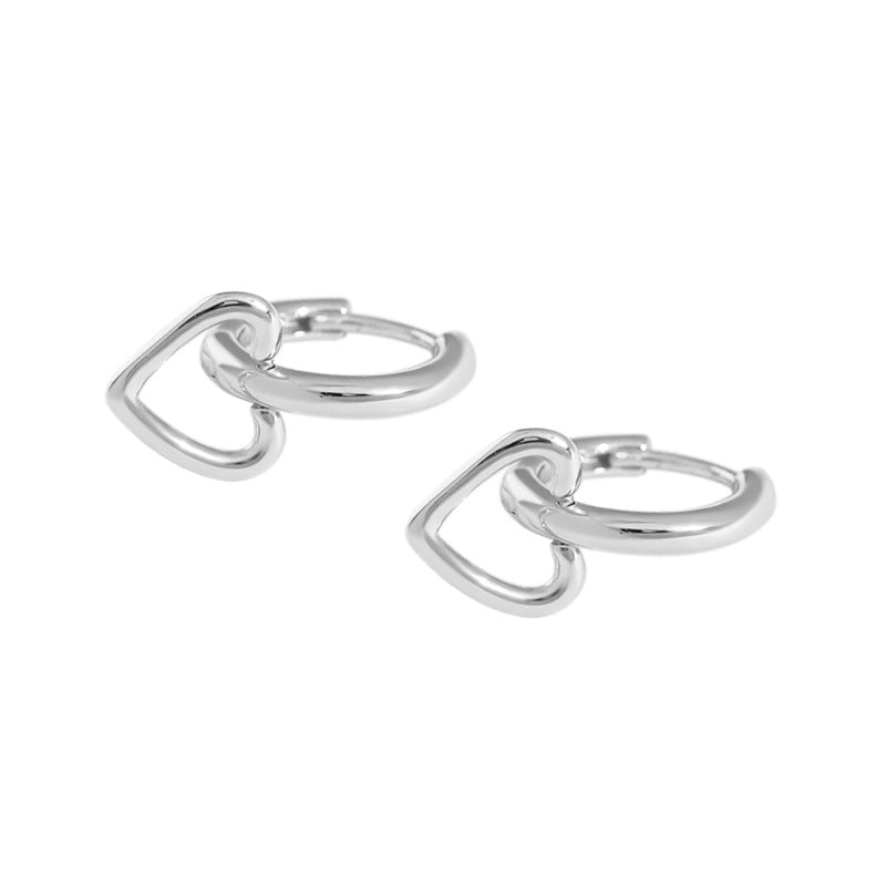 Lovcia Hollow Heart Hoop Earrings 9mm 9.4mm Gold Plated-Earrings-Silver-