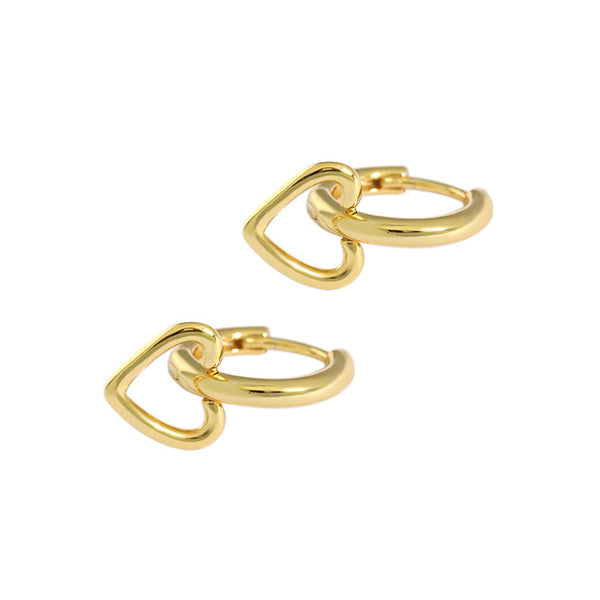 Lovcia Hollow Heart Hoop Earrings 9mm 9.4mm Gold Plated-Earrings-Yellow Gold-