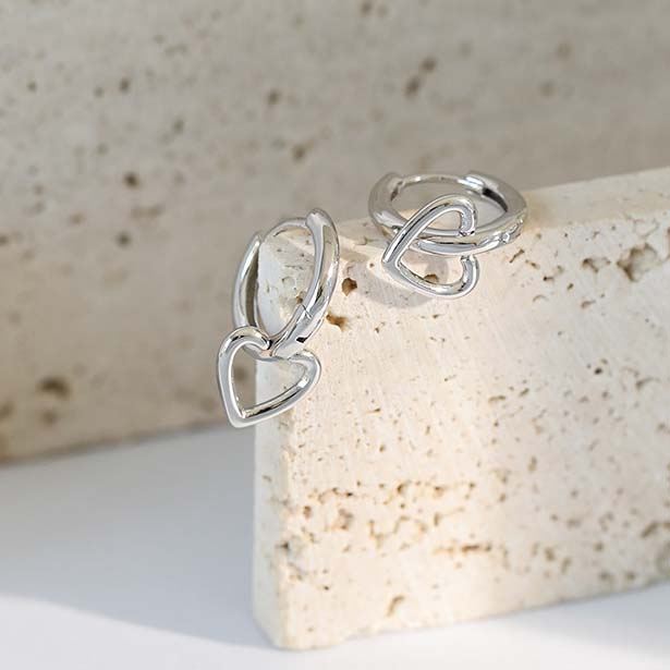 Lovcia Hollow Heart Hoop Earrings 9mm 9.4mm Gold Plated-Earrings-Yellow Gold-