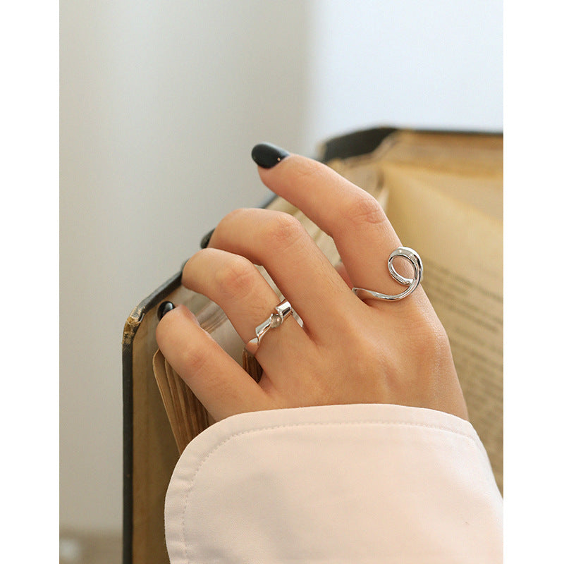 Lovcia Hollow Heart Knot Adjustable 925 Ring Goldtone-Rings-Yellow Gold-