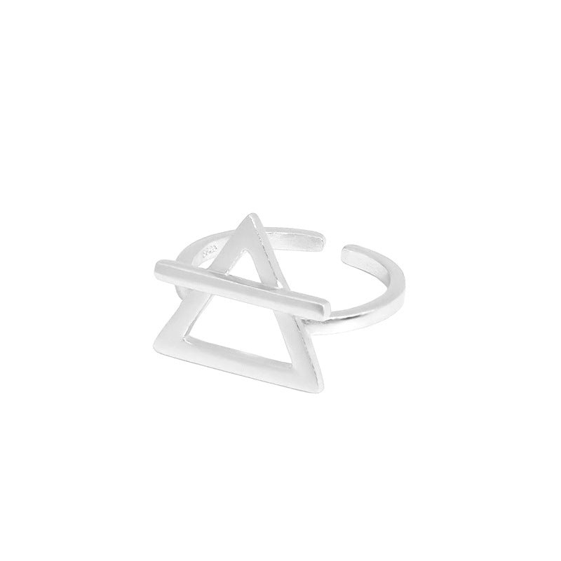 Lovcia Hollow Triangle Ring Sterling Silver Gold Plated 925-Rings-Silver-Silver