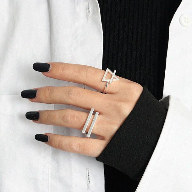 Lovcia Hollow Triangle Ring Sterling Silver Gold Plated 925-Rings-Yellow Gold-Yellow Gold