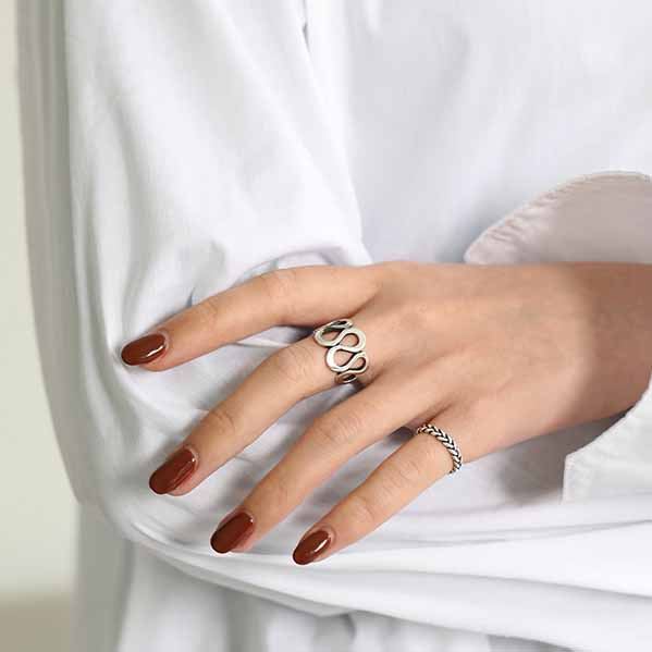 Lovcia Hollow Wave Adjustable 925 Sterling Silver Ring-Rings-
