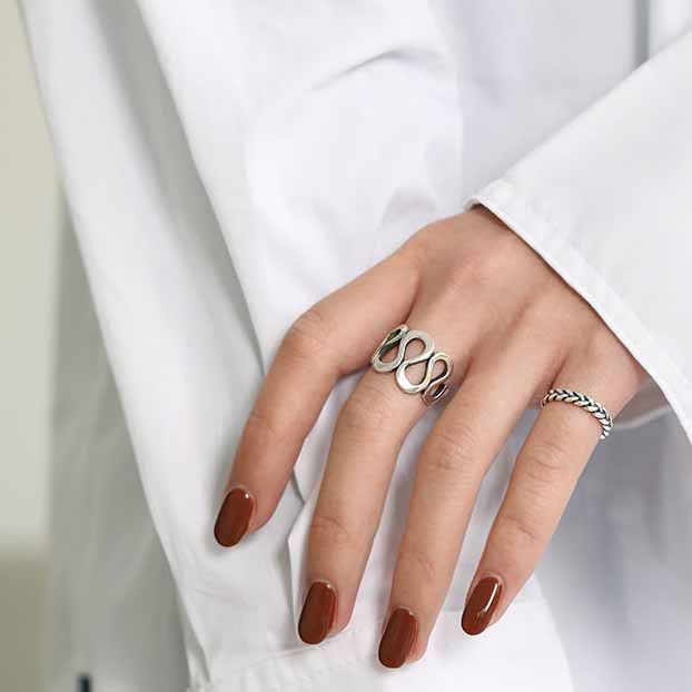 Lovcia Hollow Wave Adjustable 925 Sterling Silver Ring-Rings-