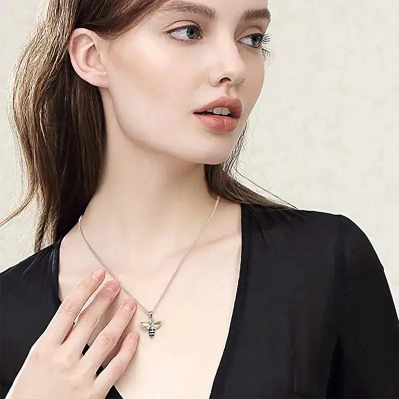 Lovcia Honey Bee Jewellery Set - Sterling Silver Honey Bee Pendant & Stud Earrings Set-Necklaces-Pendant Chain - 45cm Length + 1 Pair Stud Earring Set-Pendant Chain - 45cm Length + 1 Pair Stud Earring Set