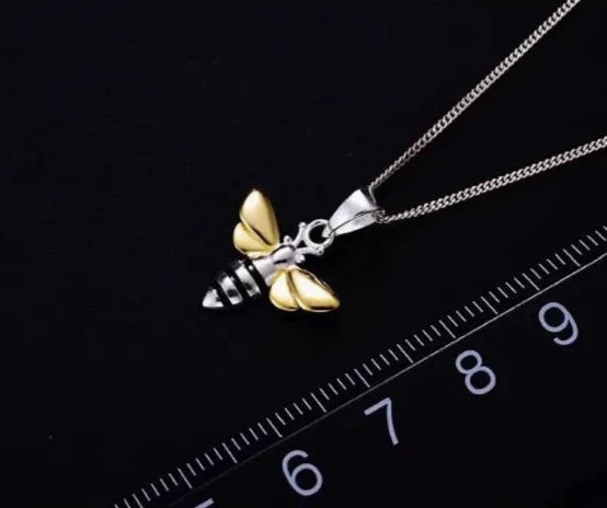 Lovcia Honey Bee Jewellery Set - Sterling Silver Honey Bee Pendant & Stud Earrings Set-Necklaces-Pendant Chain - 45cm Length + 1 Pair Stud Earring Set-Pendant Chain - 45cm Length + 1 Pair Stud Earring Set