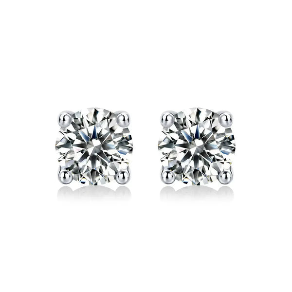 Lovcia Honey Moon Four Claw Moissanite CZ 925 Sterling Silver Stud Earrings-Earrings-0.5 ct ( Certificate Included )-0.5 ct ( Certificate Included )