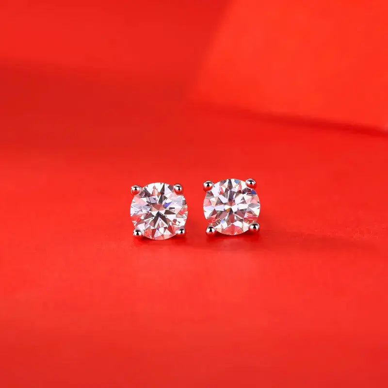 Lovcia Honey Moon Four Claw Moissanite CZ 925 Sterling Silver Stud Earrings-Earrings-0.5 ct ( Certificate Included )-0.5 ct ( Certificate Included )