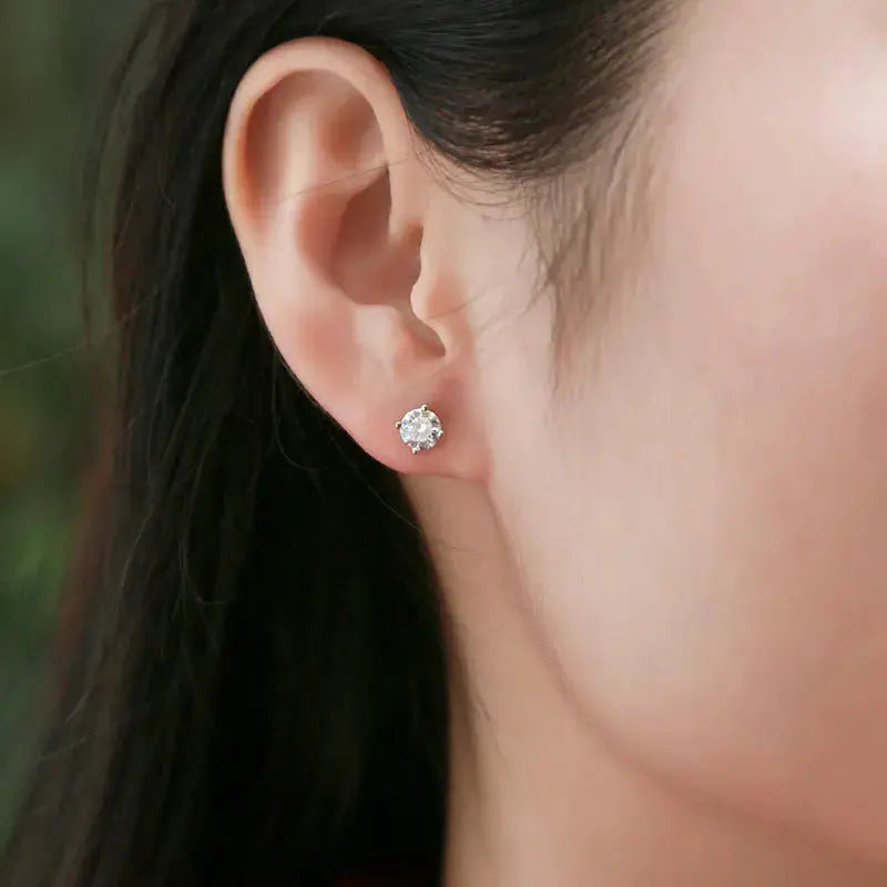 Lovcia Honey Moon Four Claw Moissanite CZ 925 Sterling Silver Stud Earrings-Earrings-0.5 ct ( Certificate Included )-0.5 ct ( Certificate Included )