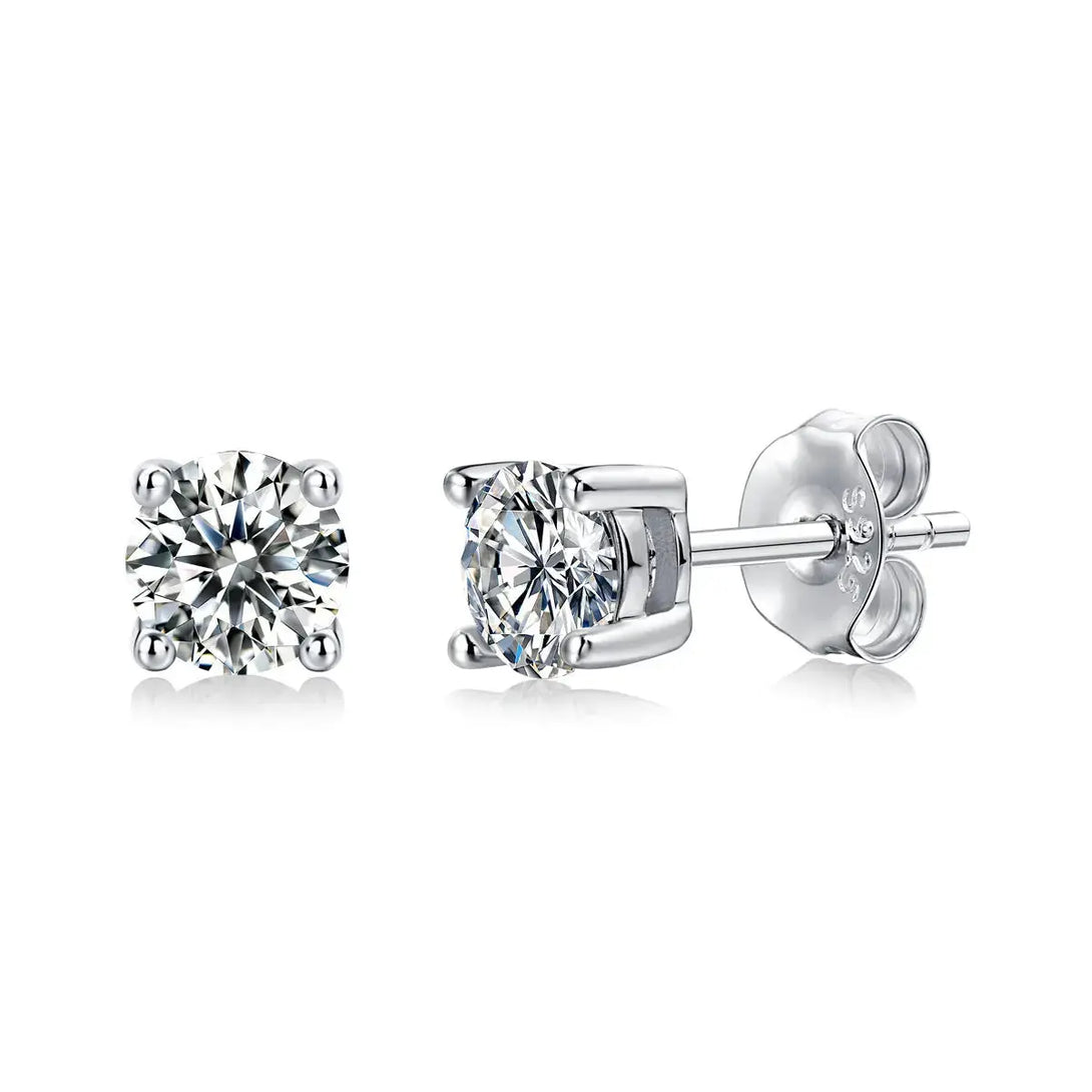 Lovcia Honey Moon Four Claw Moissanite CZ 925 Sterling Silver Stud Earrings-Earrings-0.5 ct ( Certificate Included )-0.5 ct ( Certificate Included )