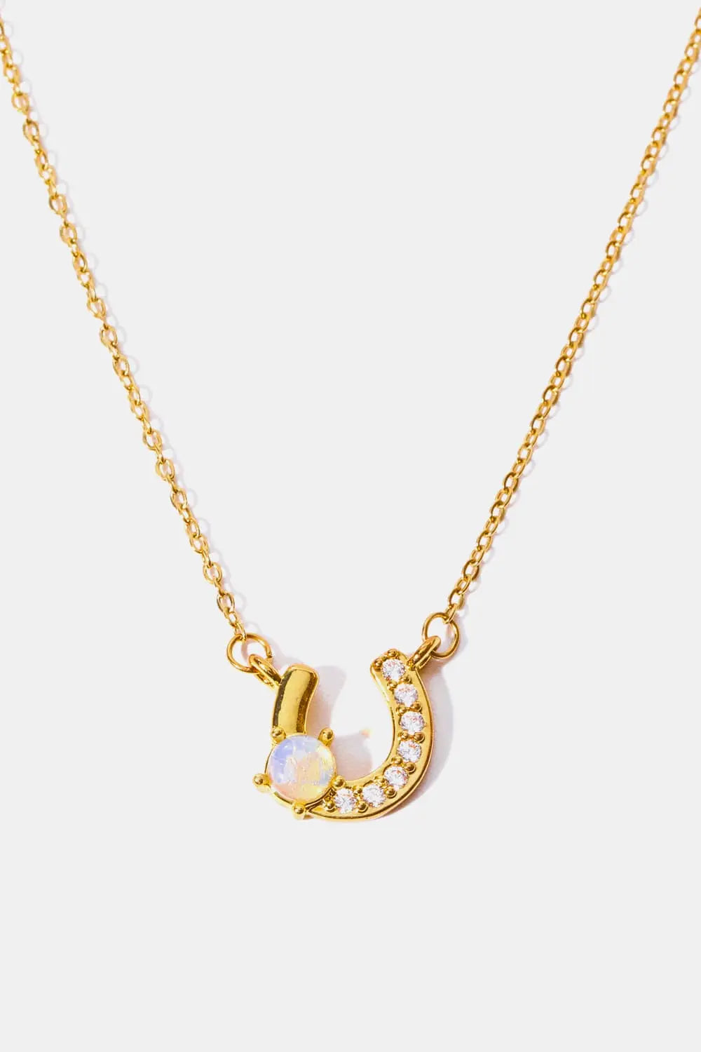 Lovcia Horseshoe Shape Copper 14K Gold Plated Pendant Necklace-Necklaces-Gold-One Size-Gold