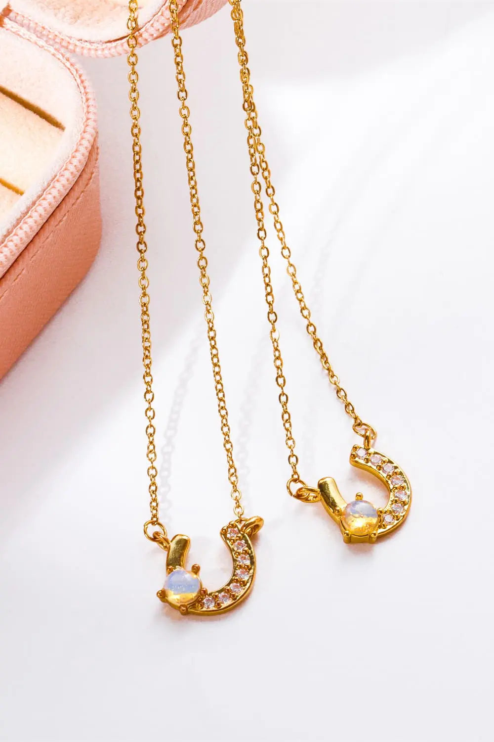 Lovcia Horseshoe Shape Copper 14K Gold Plated Pendant Necklace-Necklaces-Gold-One Size-Gold