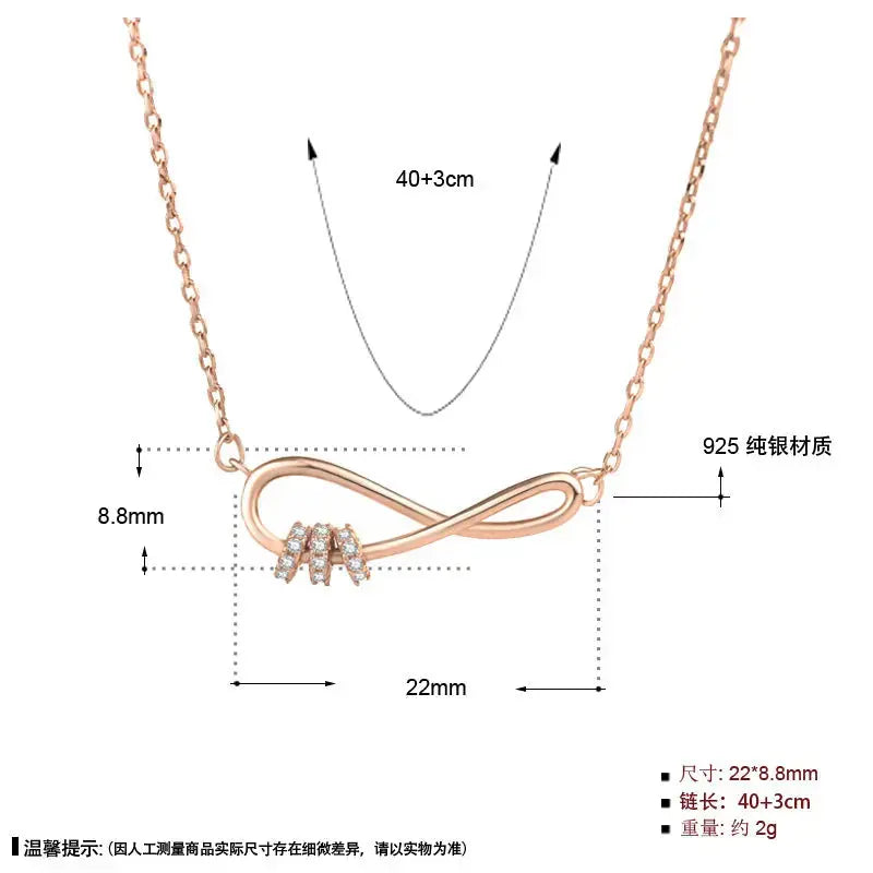 Lovcia Hot CZ Infinite Love 925 Sterling Silver Necklace-Necklaces-Rose Gold-Rose Gold