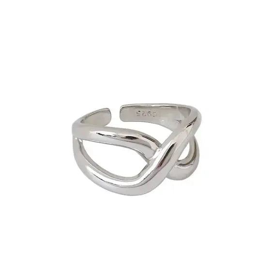 Lovcia Hot Geometry Hollow Cross 925 Sterling Silver Adjustable Ring-Rings-Silver-Silver