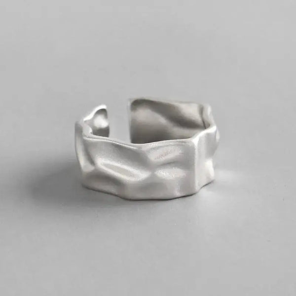Lovcia Hot Irregular Surface 925 Sterling Silver Adjustable Ring-Rings-