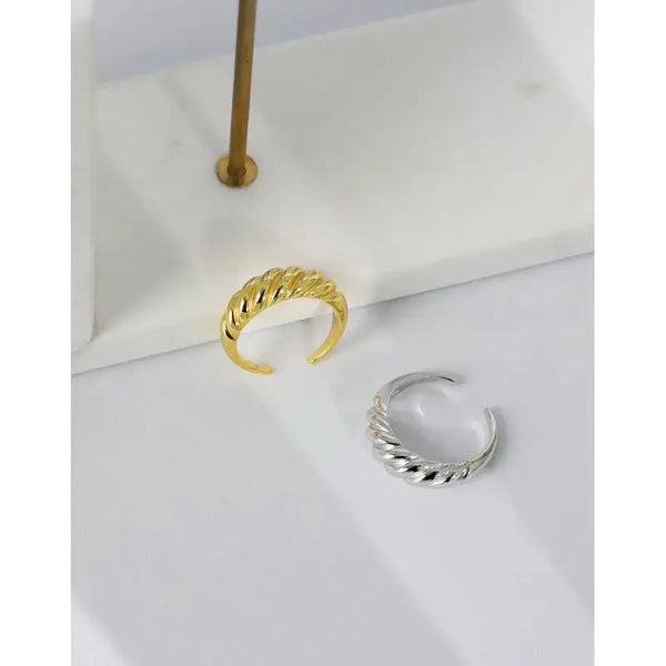 Lovcia Hot Lady Twisted 925 Sterling Silver Adjustable Ring-Rings-Rhodium-Rhodium