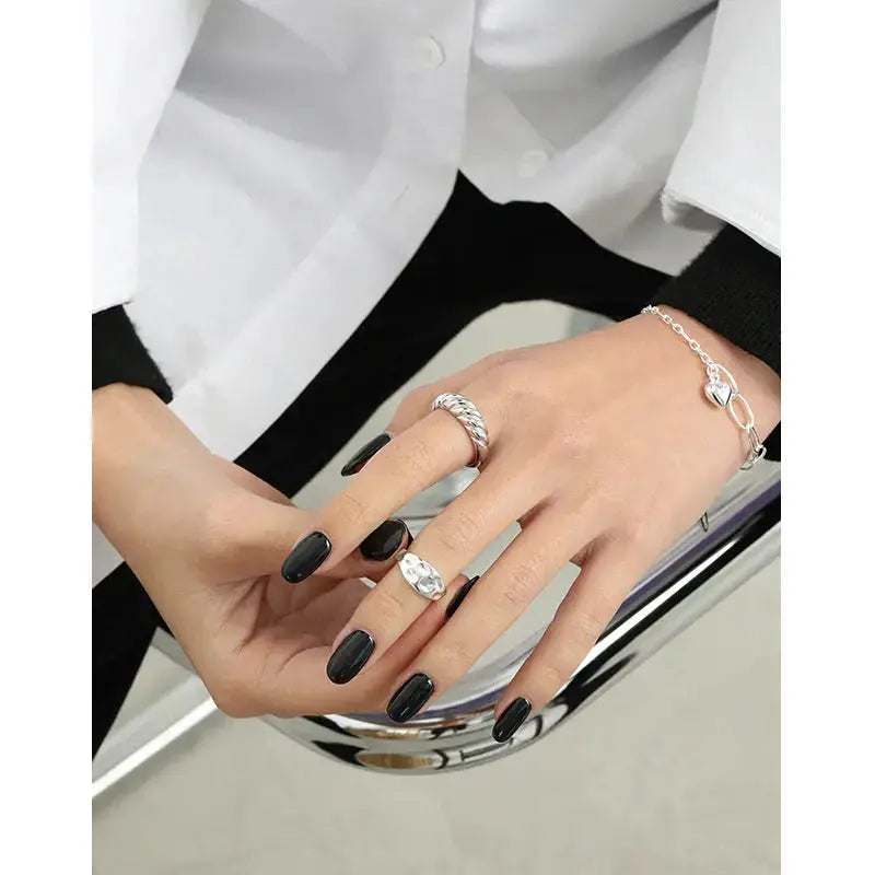 Lovcia Hot Lady Twisted 925 Sterling Silver Adjustable Ring-Rings-Rhodium-Rhodium