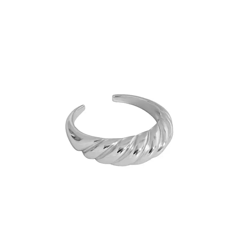 Lovcia Hot Lady Twisted 925 Sterling Silver Adjustable Ring-Rings-Rhodium-Rhodium