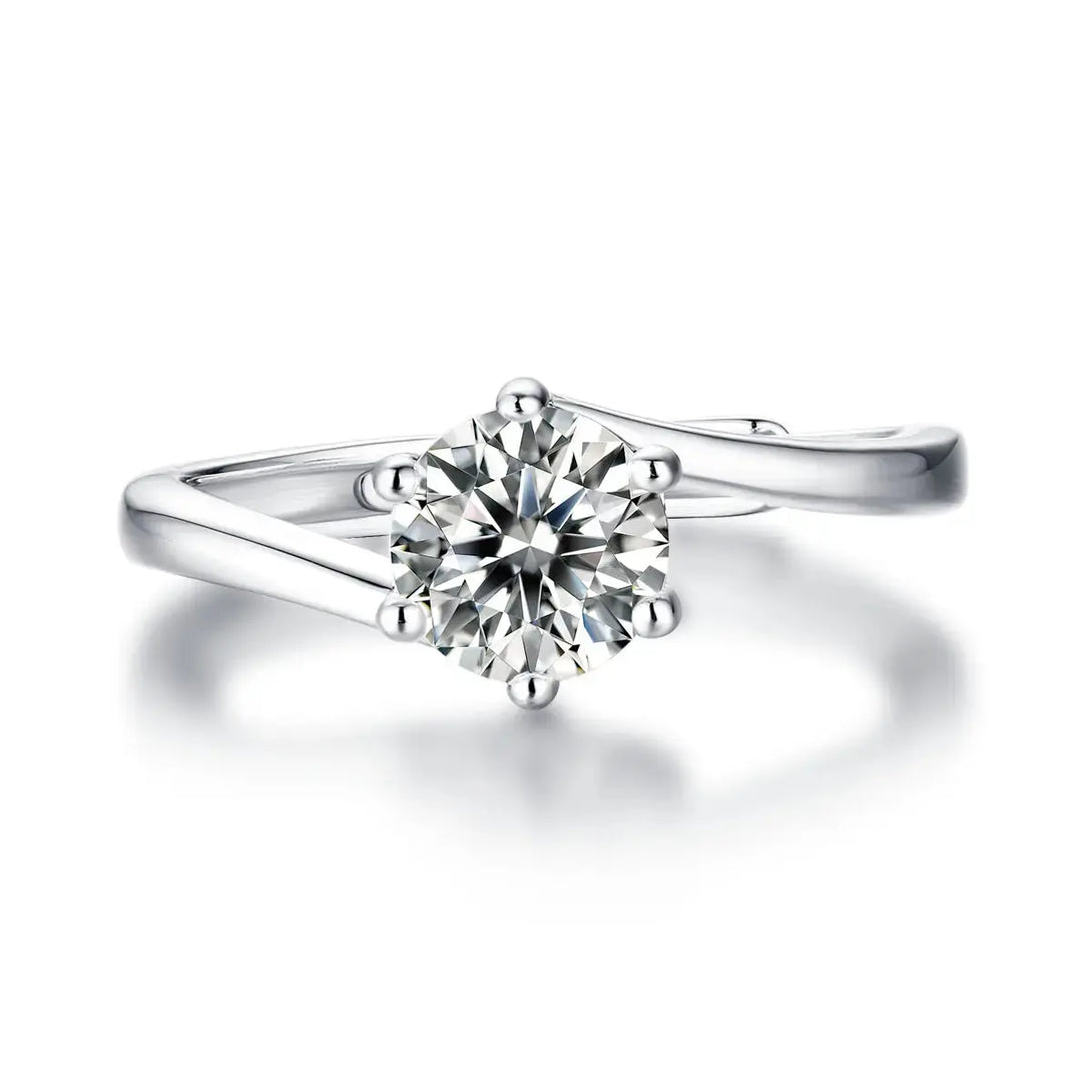 Lovcia Hot Stagger Six Claw Round Moissanite CZ Lines 925 Sterling Silver Adjustable Ring-Rings-0.5 ct ( Certificate Included )-0.5 ct ( Certificate Included )