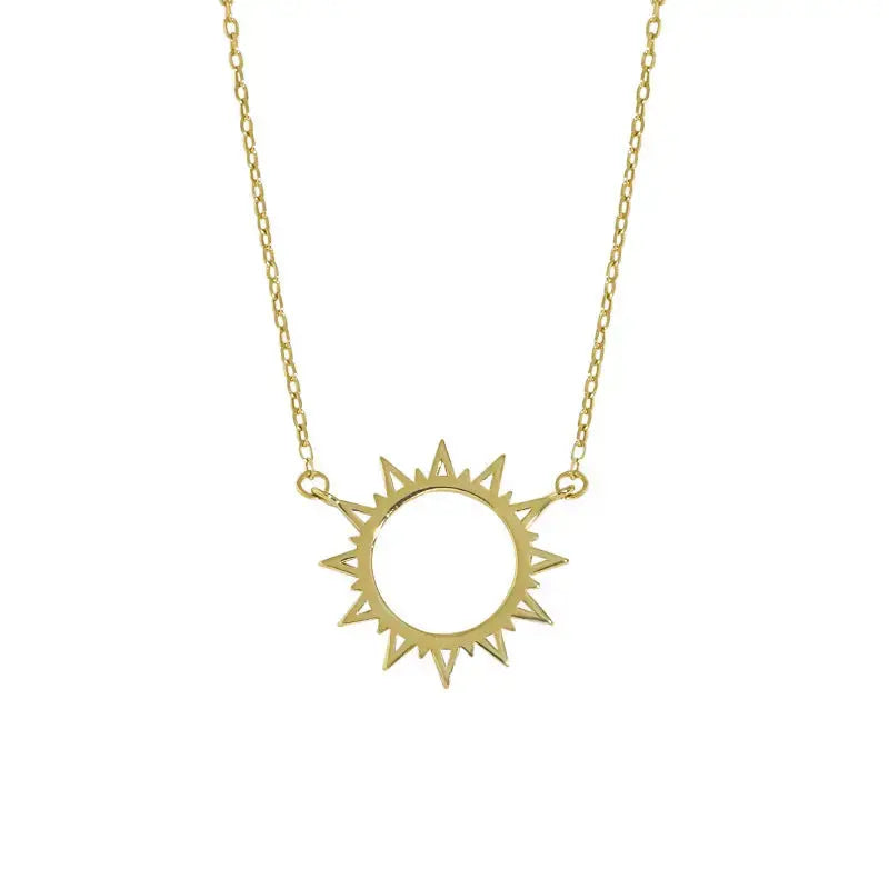 Lovcia Hot Summer Hollow Sun Sunshines 925 Sterling Silver Necklace-Necklaces-Yellow Gold-Yellow Gold
