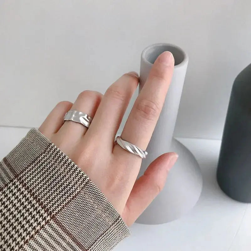 Lovcia Hot Twisted 925 Sterling Silver Adjustable Ring-Rings-Silver-Silver